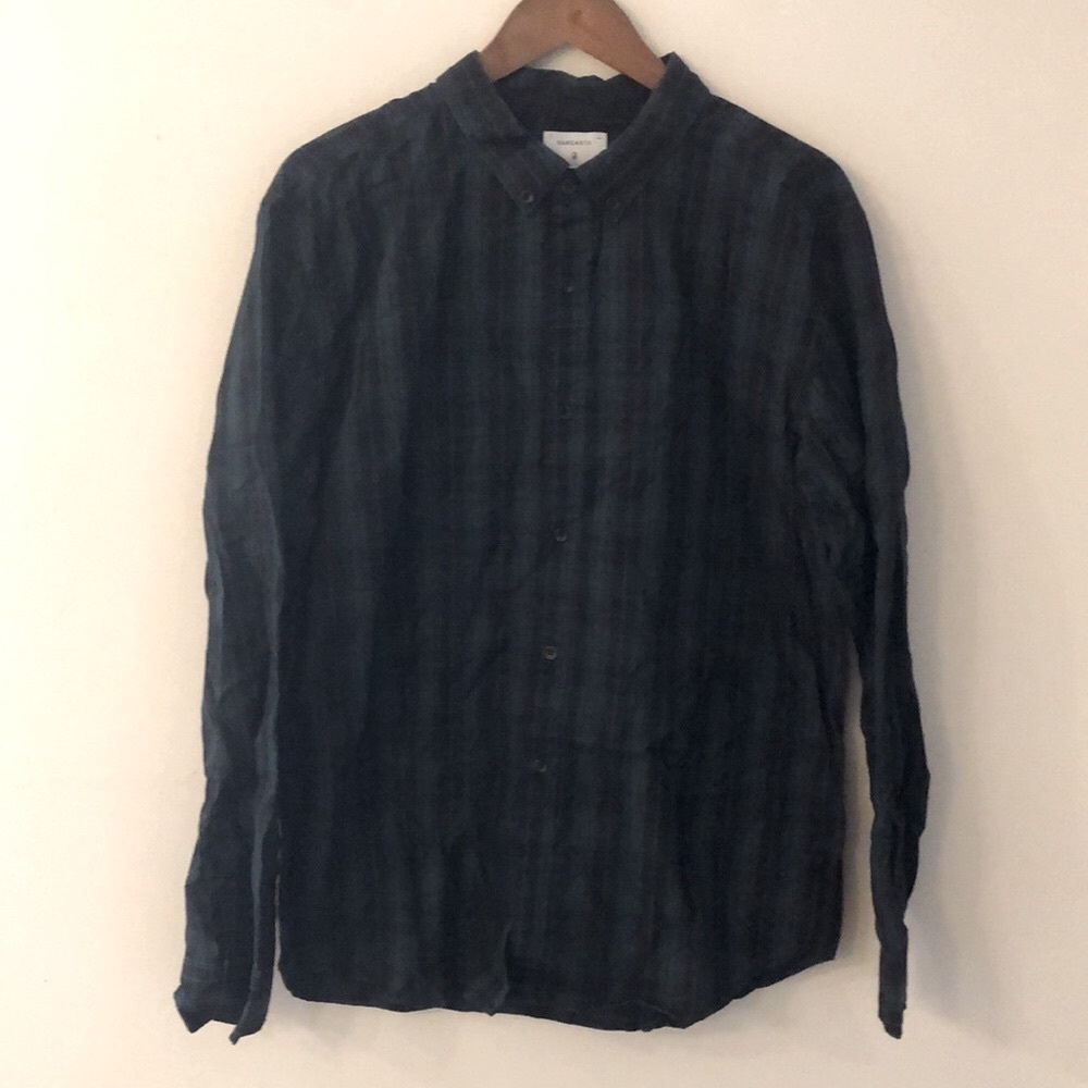 OurCaste plaid button up black green purple striped preppy classic SZ X-Large